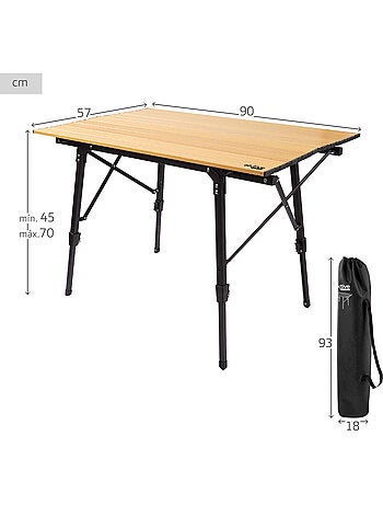 Aktive table pliante de glamping à hauteur réglable