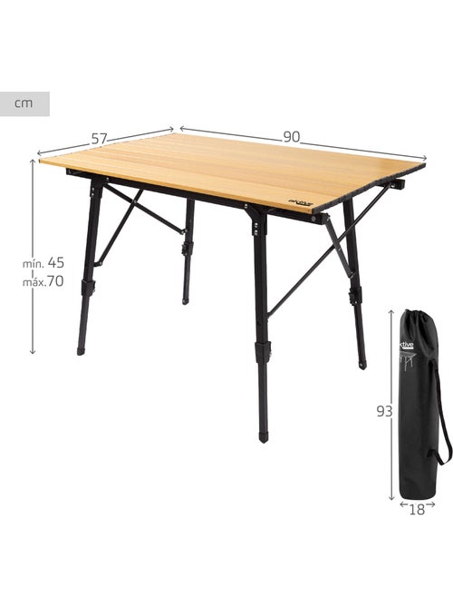 Aktive table pliante de glamping à hauteur réglable - Kiabi Aktive table pliante de glamping à hauteur réglable - Kiabi