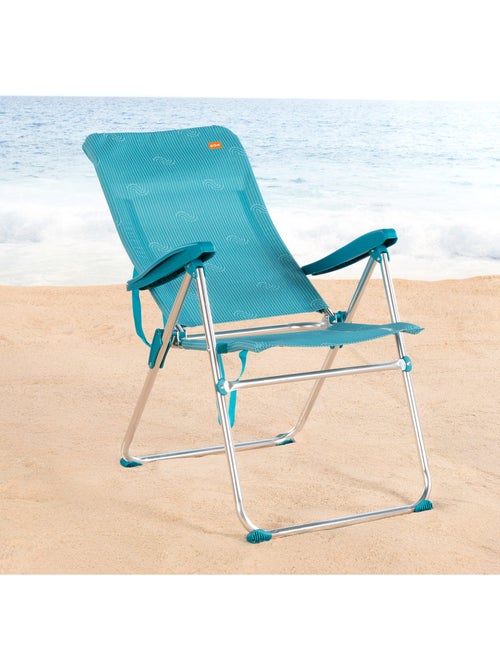 Aktive verstelbare, hoge opklapbare strandstoel 47x67x110 cm blauw met handvat - Kiabi Aktive verstelbare, hoge opklapbare strandstoel 47x67x110 cm blauw met handvat - Kiabi