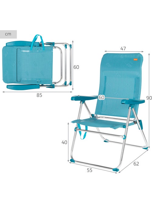 Aktive verstelbare opklapbare strandstoel 47x62x90 cm blauw met handvat - Kiabi Aktive verstelbare opklapbare strandstoel 47x62x90 cm blauw met handvat - Kiabi