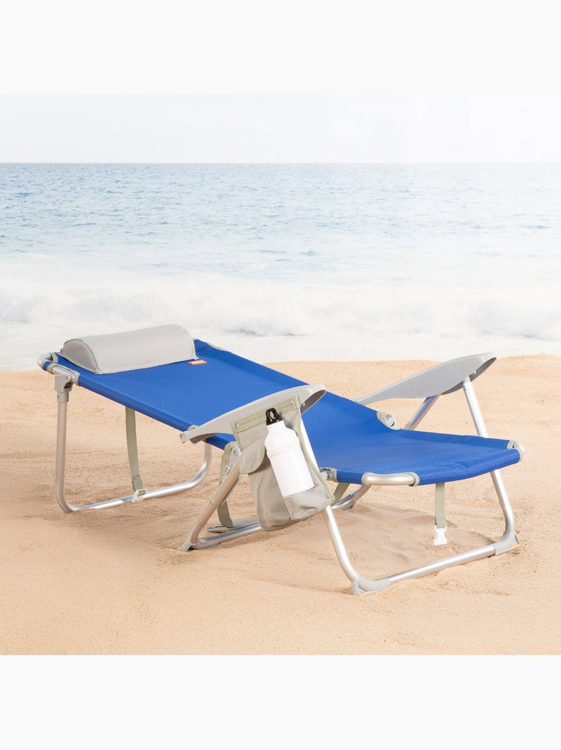 Aktive verstelbare opvouwbare strandstoel 50x50x88 cm kussen en handvat Blauw - Kiabi