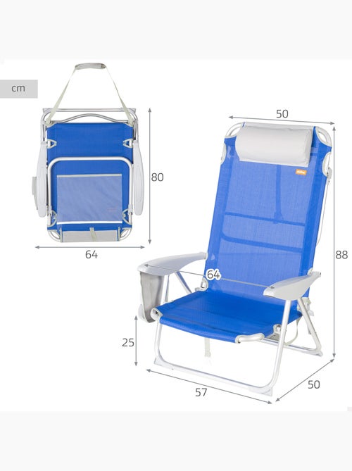Aktive verstelbare opvouwbare strandstoel 50x50x88 cm kussen en handvat - Kiabi Aktive verstelbare opvouwbare strandstoel 50x50x88 cm kussen en handvat - Kiabi