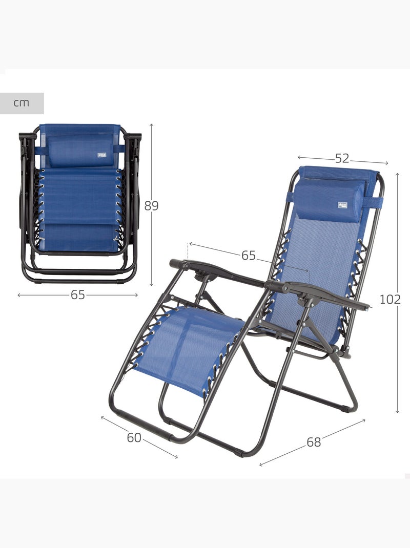 Aktive zero gravity opklapbare tuinstoel, 2 standen Blauw - Kiabi