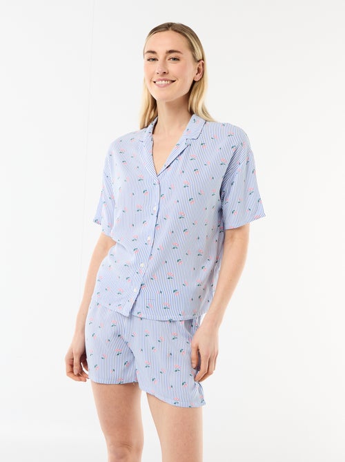 All-over gestreepte pyjamaset top + short - Kiabi
