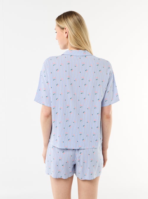 All-over gestreepte pyjamaset top + short - Kiabi