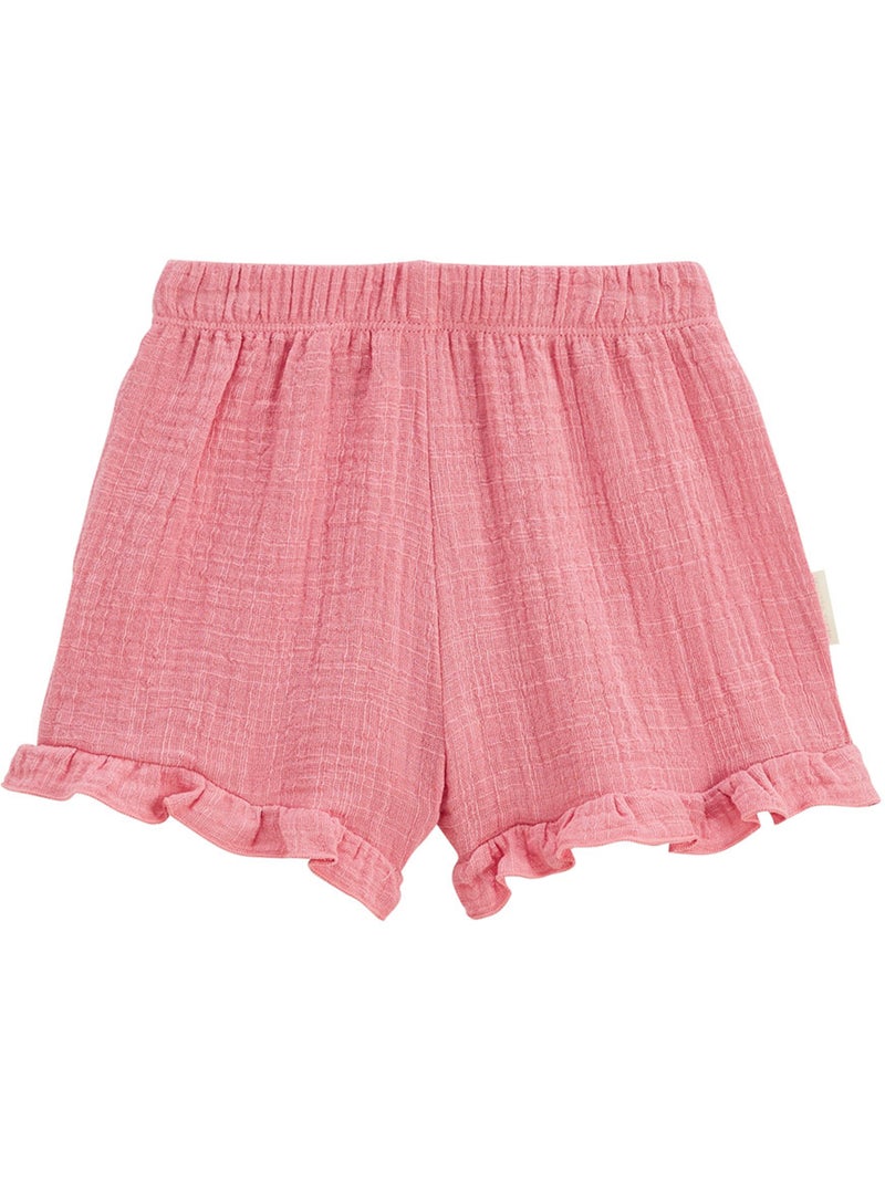 Anaelle kinderset bestaande uit een katoenen gaas T-shirt en een short. Roze - Kiabi