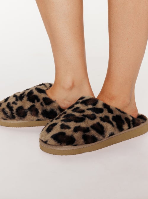 Anaelle pantoffels dames luipaard multikleur bruin - Kiabi Anaelle pantoffels dames luipaard multikleur bruin - Kiabi