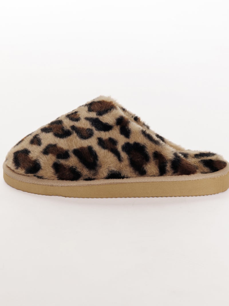 Anaelle pantoffels dames luipaard multikleur bruin Caramelbruin - Kiabi