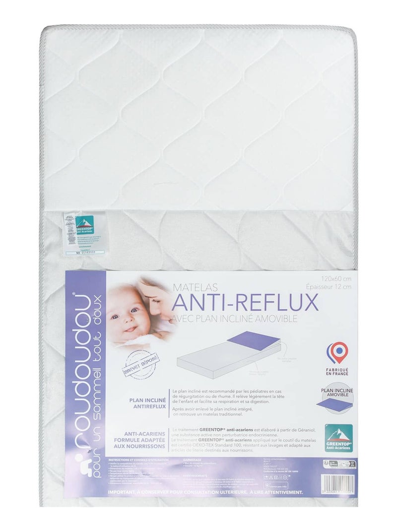 Anti-reflux babymatras met afneembare hellingshoek - comfort & veiligheid | gemaakt in frankrijk Wit - Kiabi