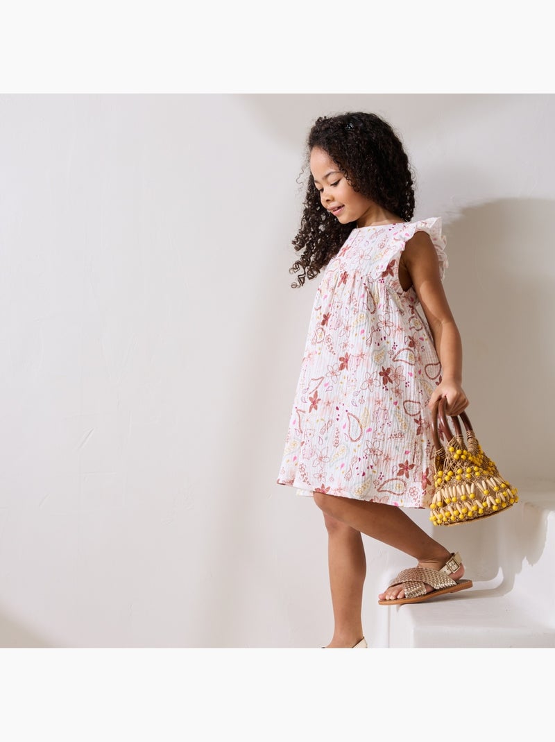 Arizona kinderjurk van katoenen gaas Ecru - Kiabi