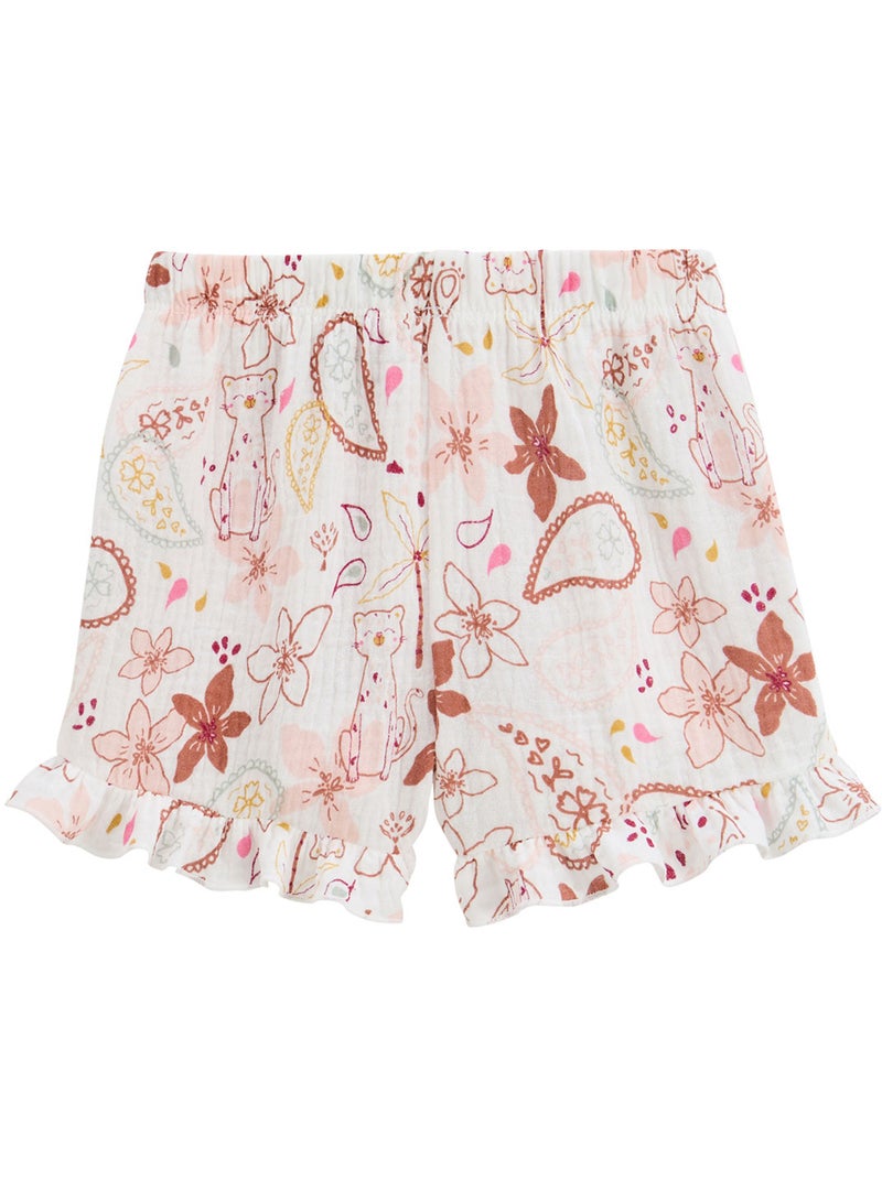 Arizona kinderset bestaande uit een katoenen gaas T-shirt en een short. Terracotta - Kiabi
