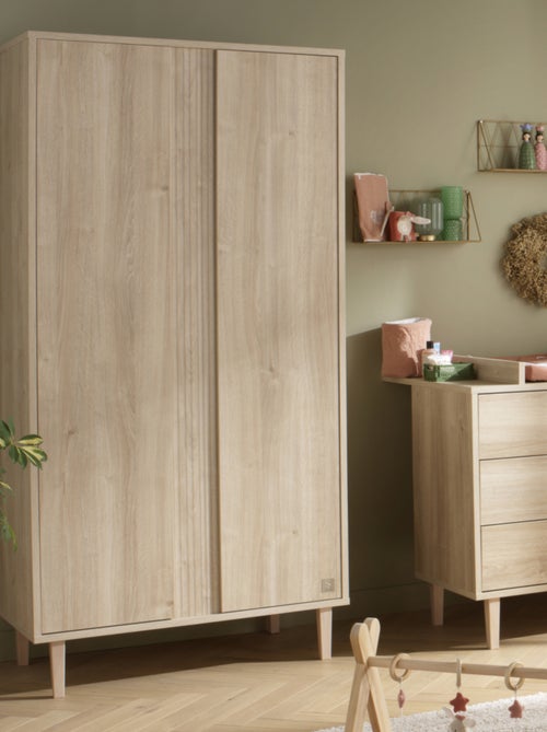 Armoire 2 portes avec détail imitation bois texturé et pieds bois - sauthon - Kiabi Armoire 2 portes avec détail imitation bois texturé et pieds bois - sauthon - Kiabi