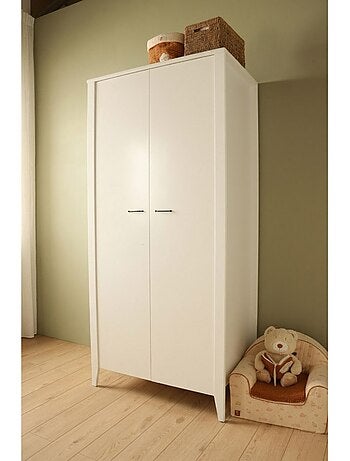 Armoire 2 portes avec étagères et penderie - poignées métal - sauthon