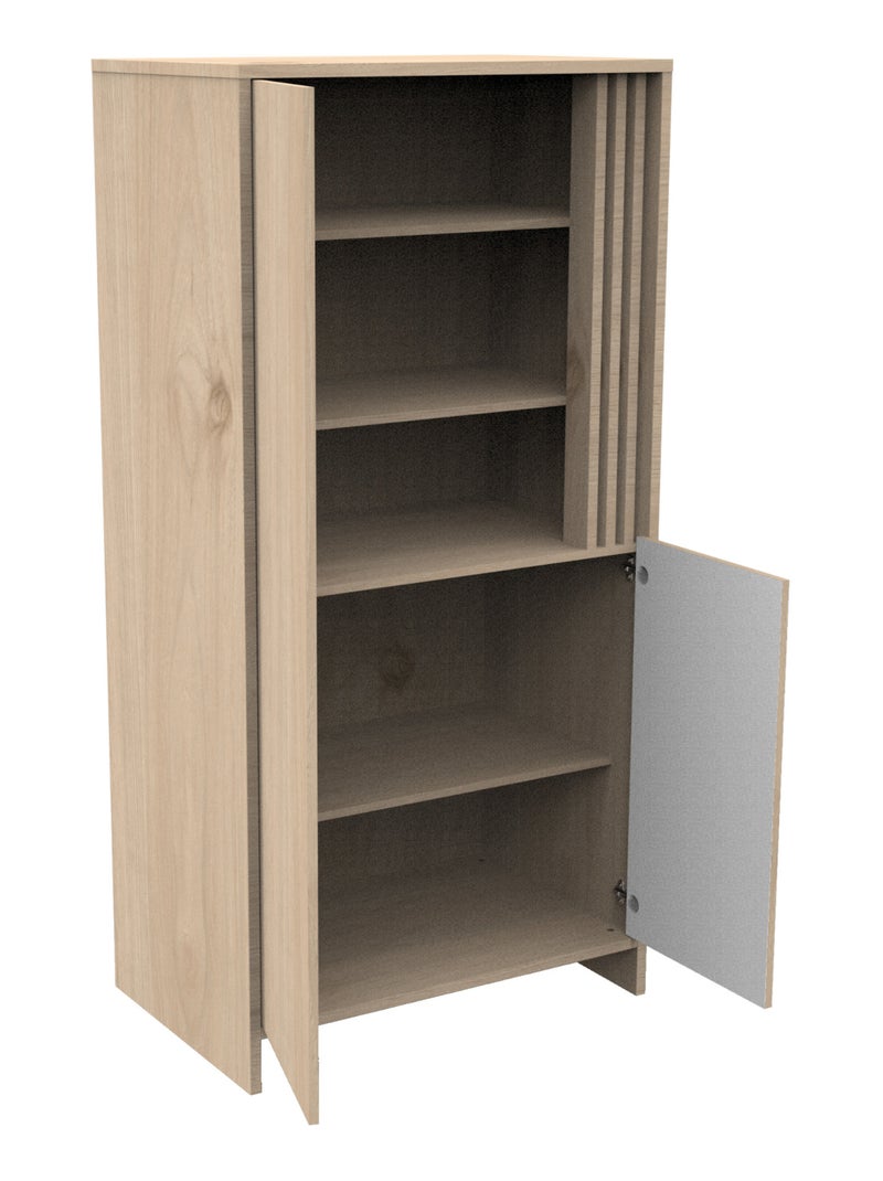 Armoire 2 portes et 1 niche avec claustra en bois décor chêne suave - sauthon Blanc Marron - Kiabi