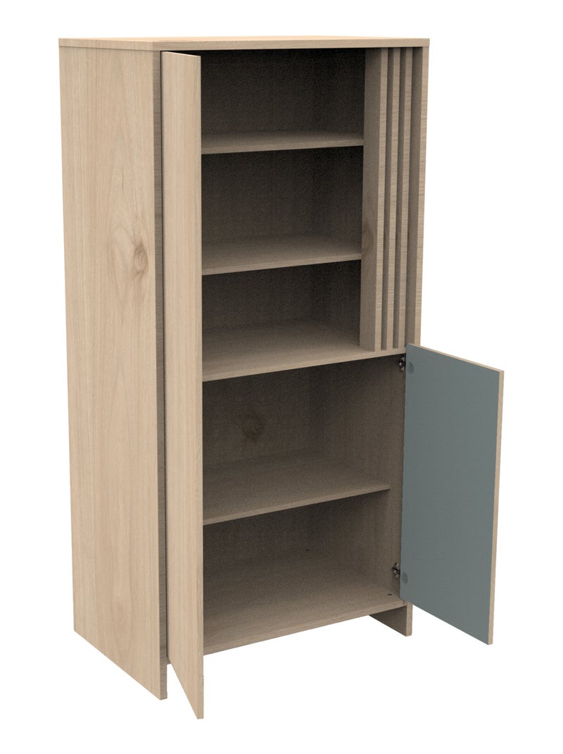 Armoire 2 portes et 1 niche avec claustra en bois décor chêne suave - sauthon Vert - Kiabi