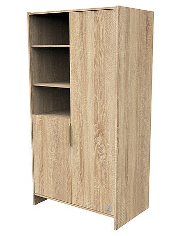 Armoire 2 portes et 3 niches avec poignées dorées décor chêne doré - sauthon