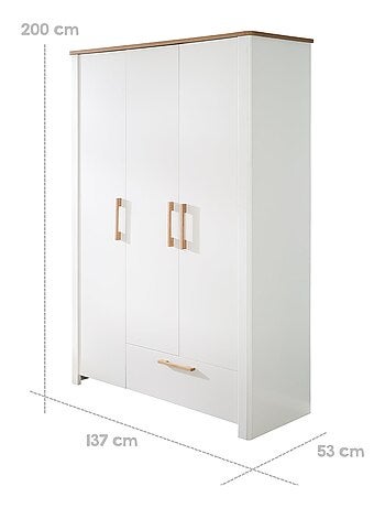 Armoire 3 portes 1 tiroir en bois - ROBA 'Ava'