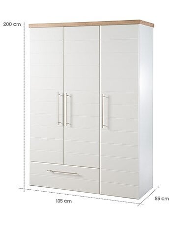 Armoire 3 portes et 1 tiroir à fermeture douce - roba 'nele'