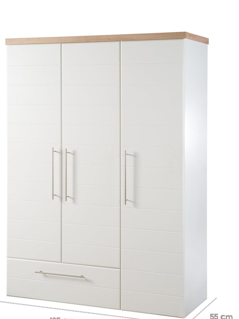 Armoire 3 portes et 1 tiroir à fermeture douce - ROBA 'Nele' Blanc - Kiabi