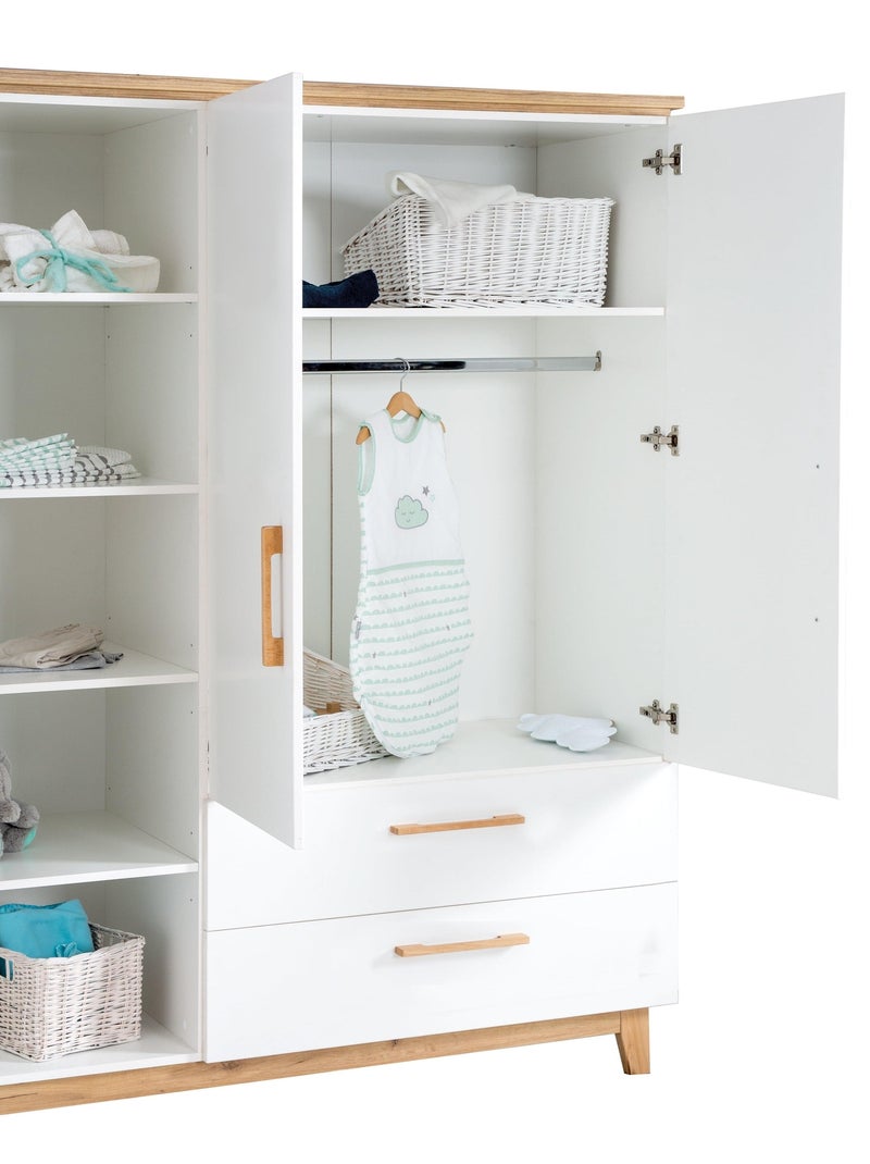 Armoire 3 portes et 2 tiroirs - ROBA 'Finn' Blanc - Kiabi