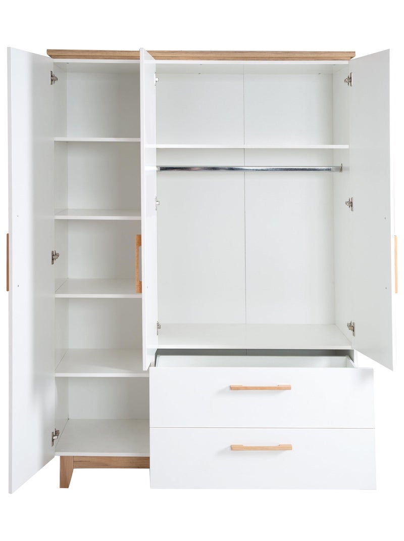 Armoire 3 portes et 2 tiroirs - ROBA 'Finn' Blanc - Kiabi