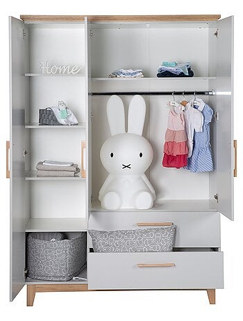 Armoire 3 portes et 2 tiroirs à fermeture douce - ROBA 'Caro'