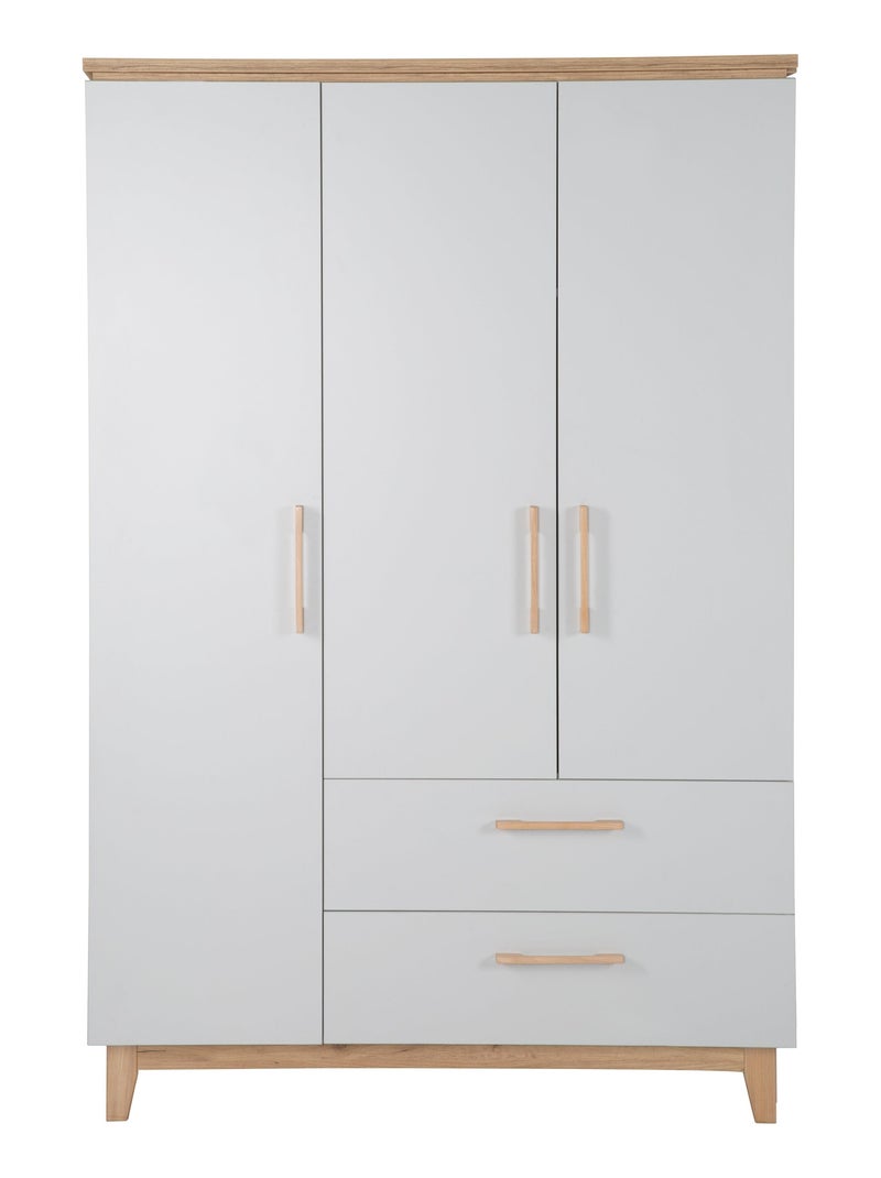 Armoire 3 portes et 2 tiroirs à fermeture douce - ROBA 'Caro' Gris clair - Kiabi