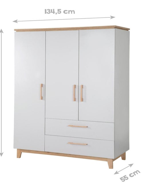 Armoire 3 portes et 2 tiroirs à fermeture douce - ROBA 'Caro' - Kiabi