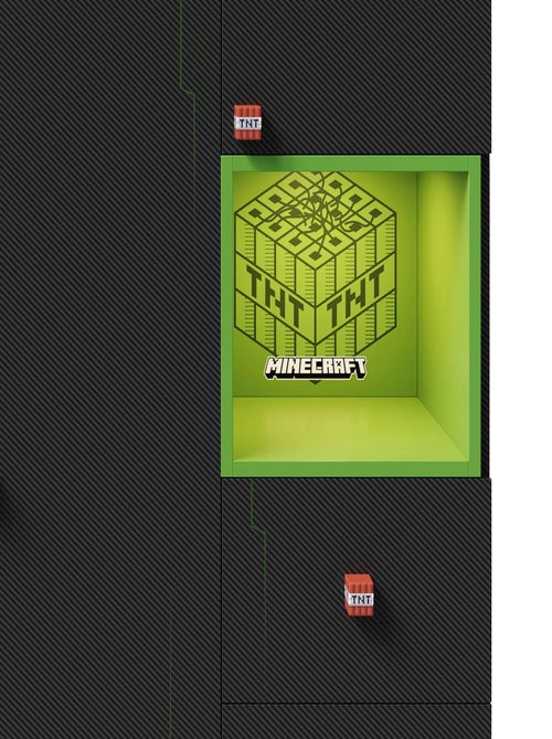 Armoire 3 portes et 3 tiroirs avec LED 'Roba' - Minecraft - Kiabi Armoire 3 portes et 3 tiroirs avec LED 'Roba' - Minecraft - Kiabi
