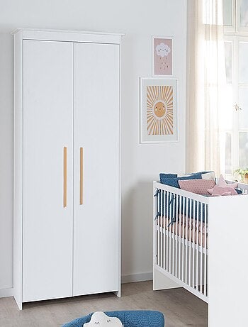 Armoire bébé 2 portes avec poignées en bois massif - ROBA 'Lilo'