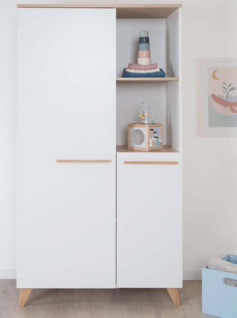 Armoire bébé 2 portes et 2 niches - ROBA 'Leon' Blanc/Bois - Kiabi