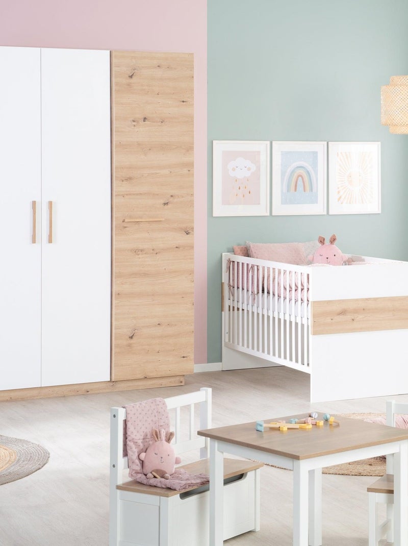 Armoire bébé 3 portes battantes décor chêne - ROBA 'lion' Blanc Marron - Kiabi