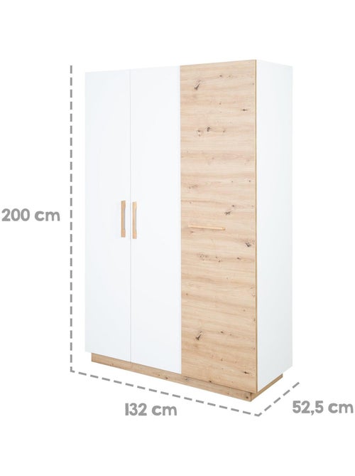 Armoire bébé 3 portes battantes décor chêne - ROBA 'lion' - Kiabi