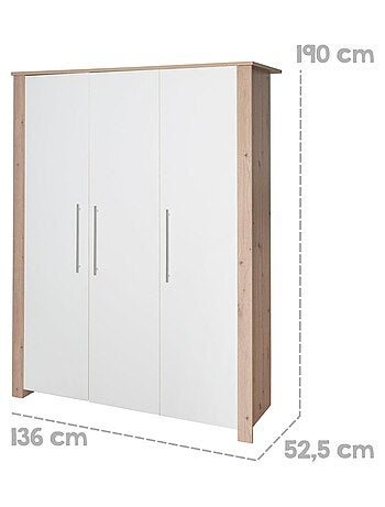 Armoire bébé 3 portes en bois effet chêne - roba 'malo'