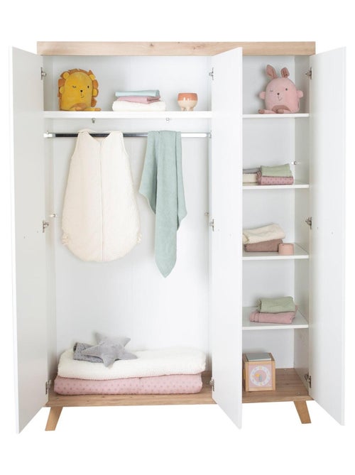Armoire bébé 3 portes en bois effet chêne - ROBA 'Malo' - Kiabi