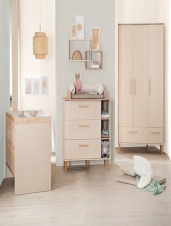Armoire bébé 3 portes et 2 tiroirs à fermeture douce - roba 'jil'