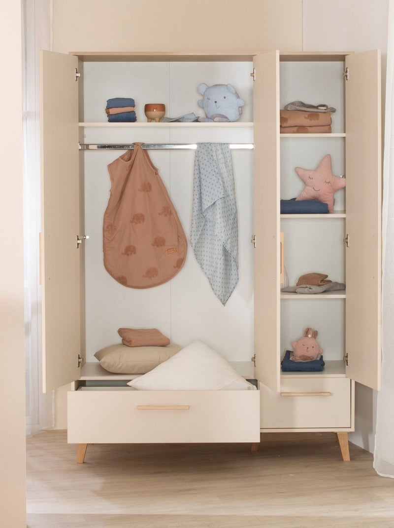 Armoire bébé 3 portes et 2 tiroirs à fermeture douce - roba 'jil' Beige coquille - Kiabi
