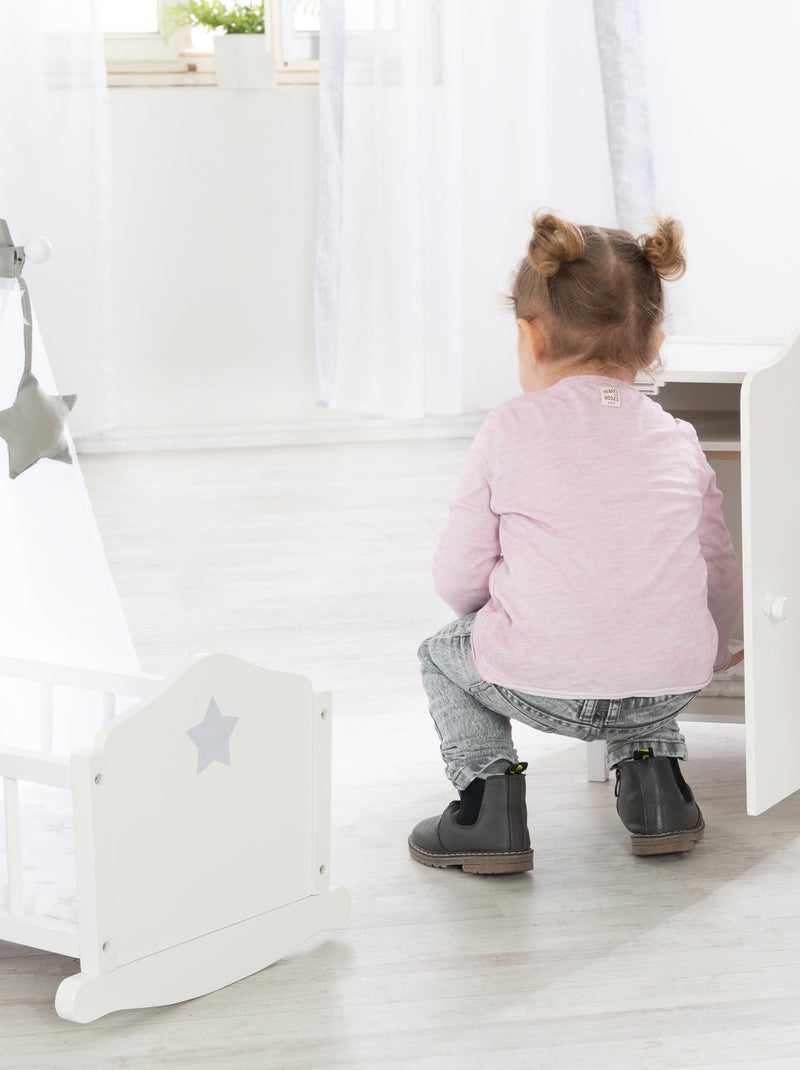 Armoire de poupée en bois avec penderie 'Stella' ROBA Blanc Gris - Kiabi