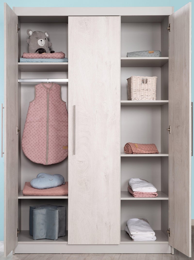 Armoire enfant 3 portes à fermeture douce 'Maren 2' ROBA Gris clair - Kiabi