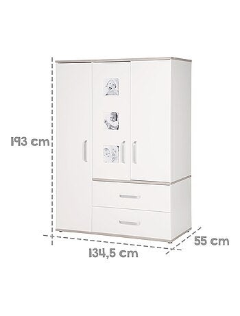 Armoire enfant 3 portes et 2 tiroirs 'Moritz' ROBA