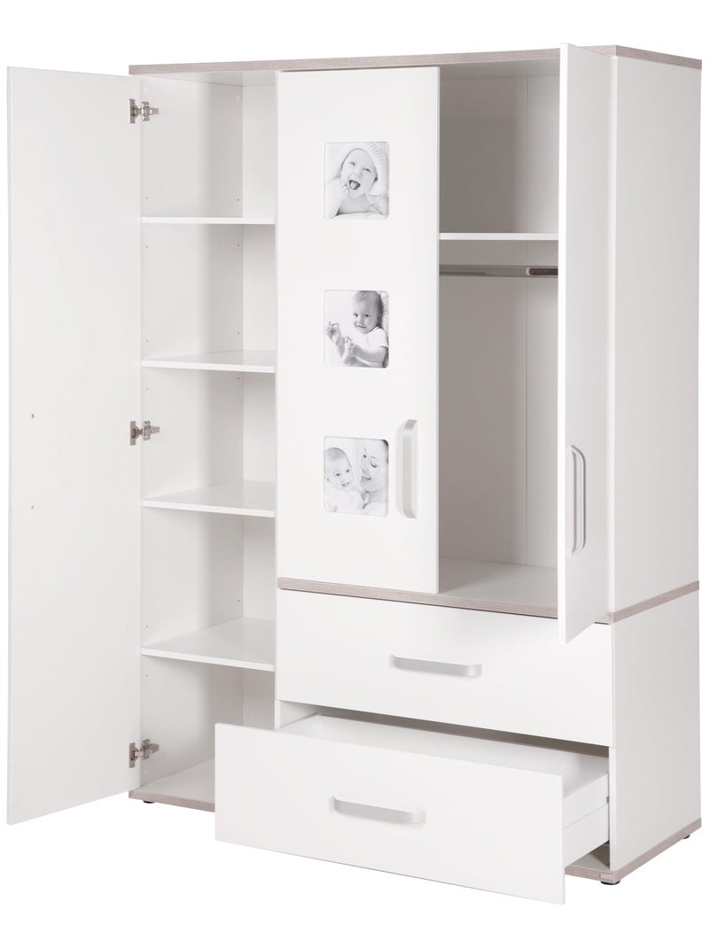 Armoire enfant 3 portes et 2 tiroirs 'Moritz' ROBA Blanc - Kiabi