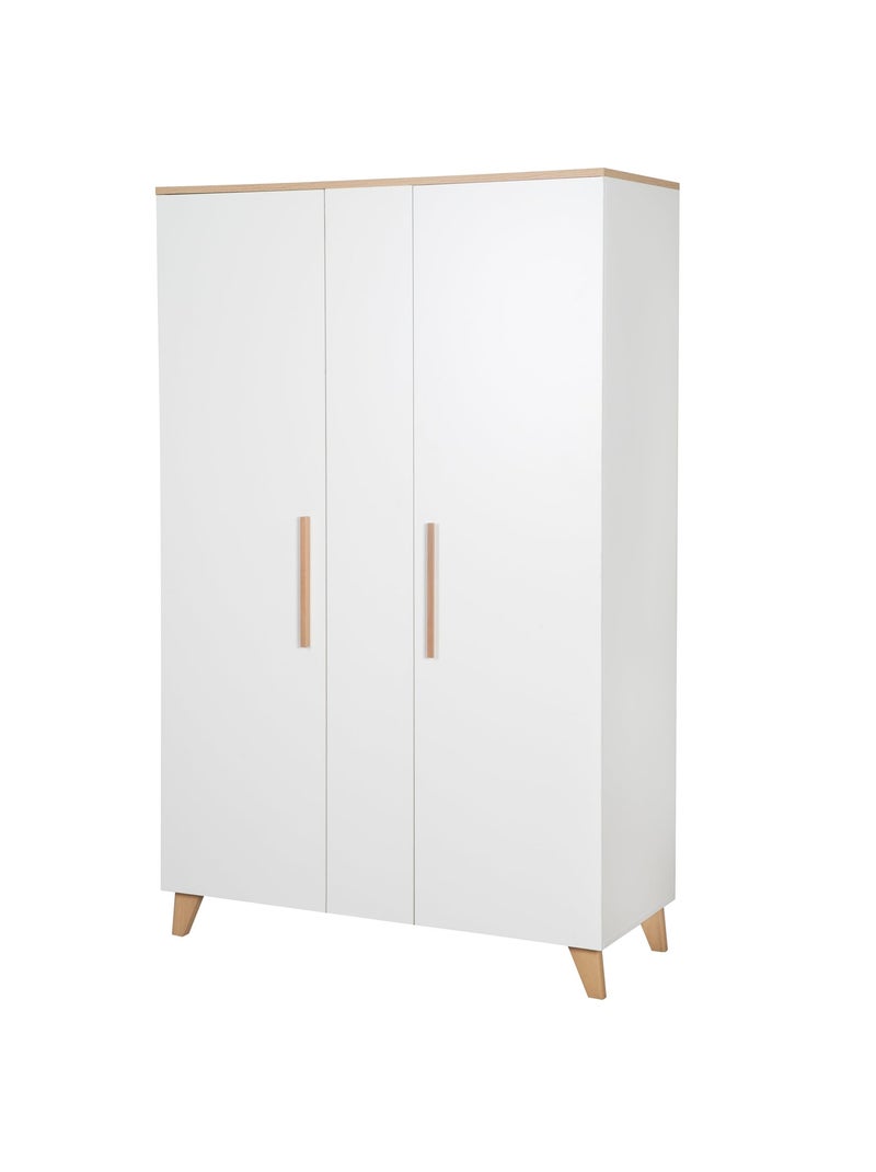 Armoire enfant minimaliste 2,5 portes avec rangements et penderie Leon Roba Blanc - Kiabi