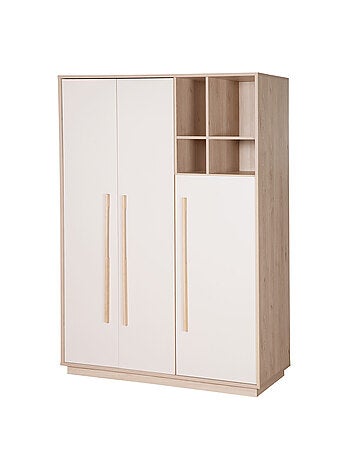 Armoire enfant minimaliste 3 portes avec rangements ouverts Elva Roba