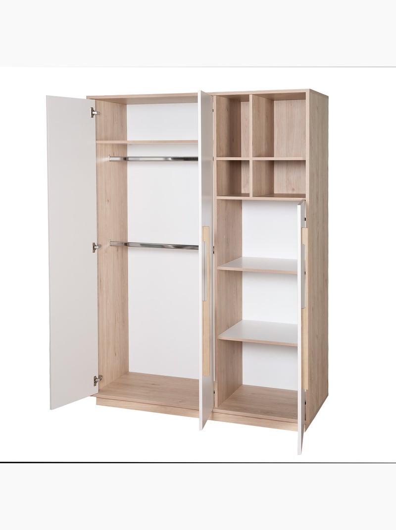 Armoire enfant minimaliste 3 portes avec rangements ouverts Elva Roba Beige - Kiabi