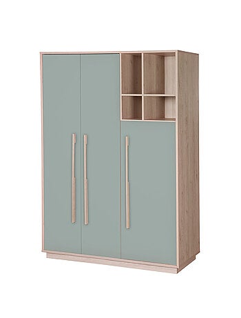 Armoire enfant minimaliste 3 portes avec rangements ouverts Selva Roba