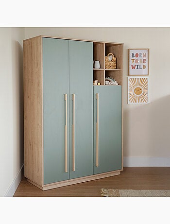 Armoire enfant minimaliste 3 portes avec rangements ouverts Selva Roba
