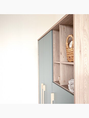 Armoire enfant minimaliste 3 portes avec rangements ouverts Selva Roba
