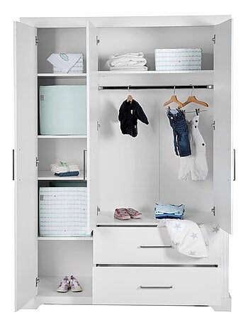 Armoire enfant rustique 3 portes 2 tiroirs 'Maxi' ROBA
