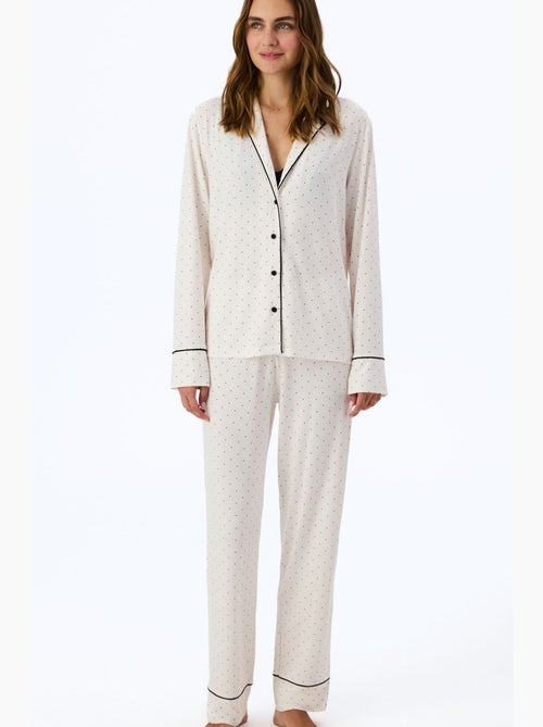 Arya pyjamaset met overhemd en broek, stippenprint en lange mouwen penti - Kiabi Arya pyjamaset met overhemd en broek, stippenprint en lange mouwen penti - Kiabi