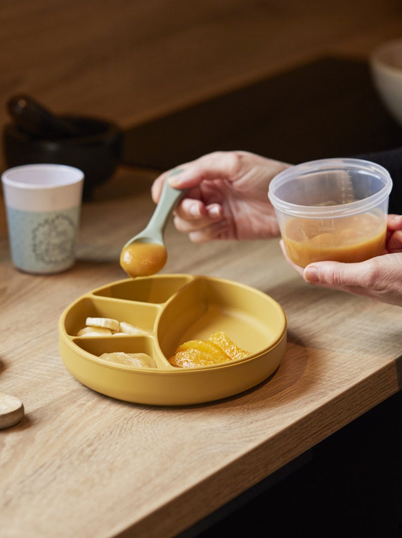 Assiette compartimentée silicone Jaune - Kiabi